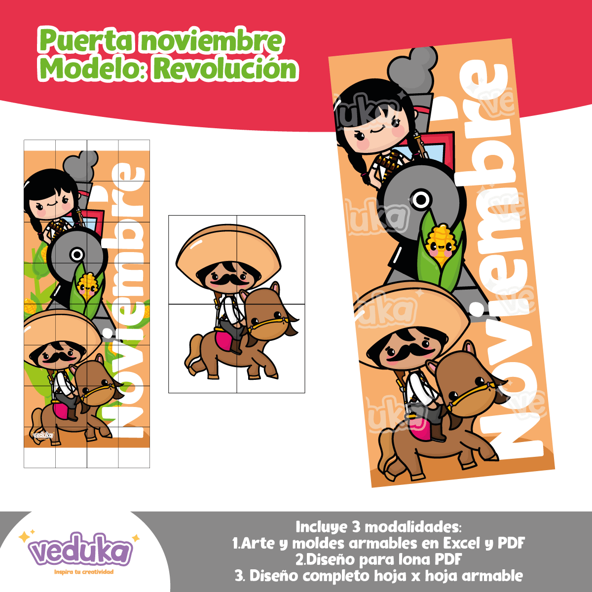 Diseño de puerta noviembre modelo: Revolución mexicana