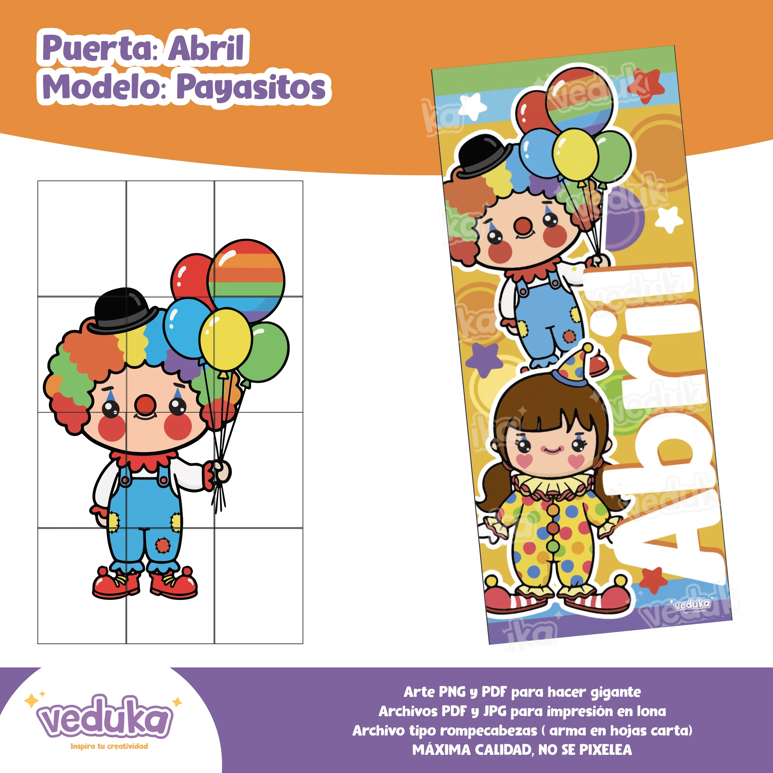 Diseño de puerta Abril modelo: Payasitos