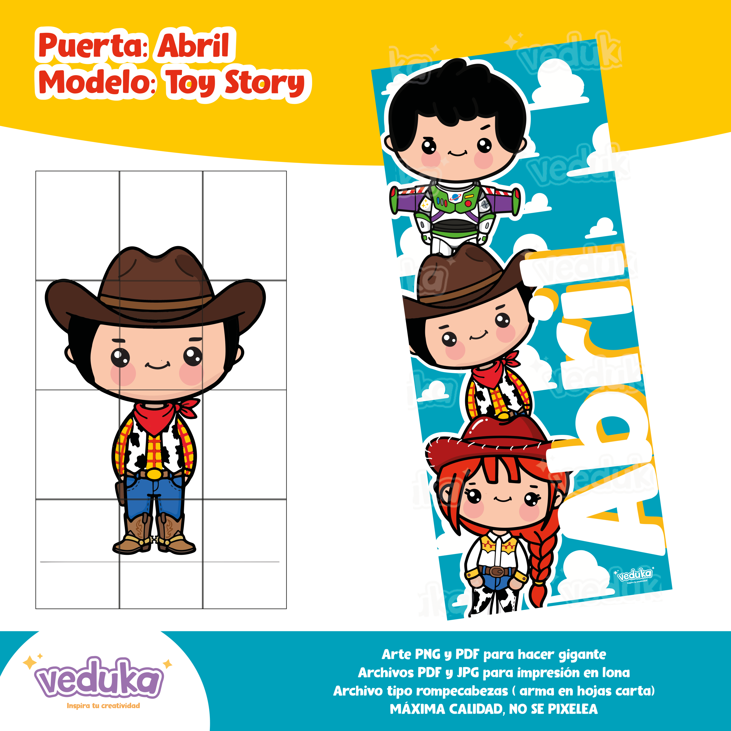 Diseño de puerta Abril modelo: Toy Story